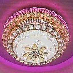 swanart Luminor Crystal Chandelier, 50cm Dimmable LED Ceiling Light with RGB Color Change, Bluetooth Music Speaker, Remote Control - Modern Flush Mount Lighting for Living Room, Bedroom, Dining Room-picture-4