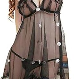 Babydoll Sleepwear Lingerie Women's Nightwear Honeymoon Dress for Ladies First Night Dress for Woman with G-String-image-27