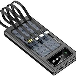 TexoVera Solar Power Bank 10000mAh, 4 USB Outputs, 15W Fast Charging, LED Display, Type-C & Micro Input, Black-image-44