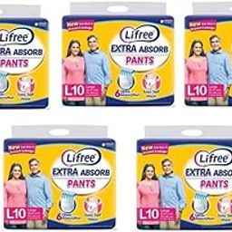 Lifree Adult Diaper -Large Set of 5 Packs (10 pcs Each) Waist Size 30-39 inches-image-41