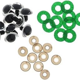 UJEAVETTE® 10Pcs Plastic Safety Toy Eyes + Glitter Nonwovens + Washer 18Mm Green-image-83