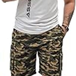 Camo Cargo Shorts for Men | Stylish & Comfortable | Zipper Pockets | Ribbed Waist Belt with Drawstring | Casual & Outdoor Wear-image-22
