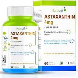 Plant Based Astaxanthin 4 mg with Grape Seed Supplement I 60 Veg Capsules I Supports Eye, Joint & Skin Health I Boosts Immune System-75