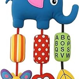 Shiv Creation Multicolour Elephant-Shaped Soft Hanging Crib Toy with Rattle Wind Chimes & Educational Shapes – C-Port Baby Pendant for Newborns & Infants-17