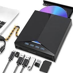 GR Deals 7-in-1 External CD DVD Drive for Laptop, USB 3.0 USB C Portable CD/DVD ROM +/-RW DVD Player with TF/SD Card Slots, Optical Disk Drive Reader Writer Burner Fit for Laptop/PC etc.(Black)-9