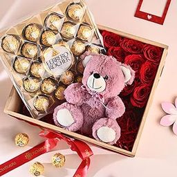 FlowerAura Love Hamper of Fresh Live 10 Red Rose, Cute Teddy, Chocolate Pack In Box For Birthday & Anniversary Gift, Valentine's Day Gift For Boyfriend, Girlfriend, Wife & Husband (Same Day Delivery)-image-77