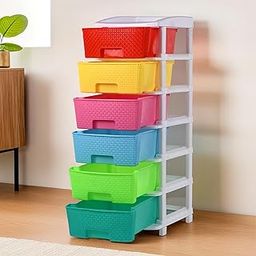 Kuber Industries 6-Tier Collapsible Multipurpose Plastic Drawers Storage Organizer | Durable Cabinets/Storage Rack for Kitchen | Kids Toy Box & Shelf for Home/Office | Multicolor-picture-31