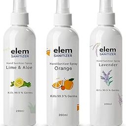 Elem Hand Sanitizer Spray Pack of 3-200ml | Lavender, Lime & Aloe, Orange Fragrance | Sanitizer Spray Combo Pack | Alcohol Based Hand Sanitizer | Refillable Sanitizer for Travel | Eco-friendly &Safe-image-37