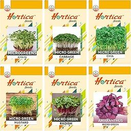 Microgreen Seeds Pack of 6 (Alfalfa, Cabbage, Chia, Mustard, Radish, Amaranthus Red)-24