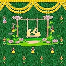 Backdropon Cradle Ceremony, Baby Naming Ceremony Design Backdrop for Party Decoration Traditional/Background Curtain Cloth for Pooja/Festival Size 3 Feet Height and 5 Feet Width(3 * 5)-image-13