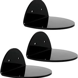 SAWS Black Acrylic Wall Rack Shelf | Round Floating Shelf for Living Room, Bedroom, Bathroom, Kitchen | Decorative Plant Stand for Home Décor | 4x4x2 Inch | Pack of 4-image-18