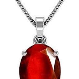 Gomed Pendant Locket 7.25 Ratti Silver Plated Natural and Certified Hessonite Garnet (Gomed) Astrological Gemstone Stone for Men and Women-image-61