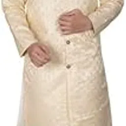 amzira AmziraMens Ethnic Wear Cream Traditional Indo Western Set-picture-33