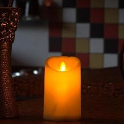 Chronos LED Moving Flame Pillar Candle - Smooth Ivory Battery Operated, Flameless, Smokeless, Realistic Flickering, Warm White Light for Home Decor, Diwali, and Christmas (5 Inch)-image-38