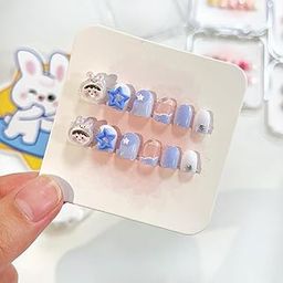 Stick on Nails Rainbow Unicorn | Artificial Nail Set With Kit | Lightweight, Long Lasting, Easy to Use | Quick Fix for Special Occasions | Lovely Press on French Nails | 12 pcs - Multicolor.-3