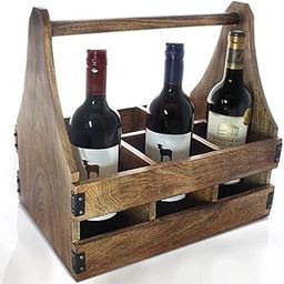THE DECOR WOODS 6 Bottle Wine Rack | Wine Holder for Pantry Countertop | Wood Rustic Glasses Beer Holder-image-69