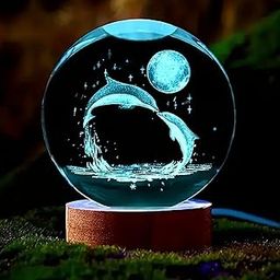 Hamsa LED Crystal Ball Night Light – 16-Color Changing Globe Lamp with Dolphin & Moon Design, USB-Powered Desktop Decorative Mood Light for Home & Office-image-74