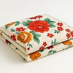 Red Lily The Red & Mustard Floral Print Cotton Blend Blanket | Lightweight & Reversible | All-Season Use | Single Size | Traditional Indian Design-image-40