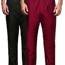 Men's Ethnic Motif Viscose Blend Pyjama Pack of 2 Elastic Waist Side Pockets Classic Design for Ultimate Comfort-image-61
