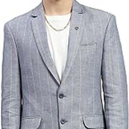 Mens Striped Notch Lapel Collar Full Sleeve Blazer (224021047)-picture-10