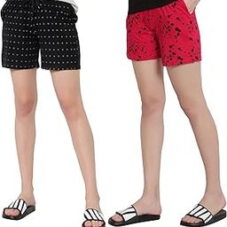 Womens 100% Organic Cotton Printed Regular Shorts - Pack of 2 (Multicolor)-image-16