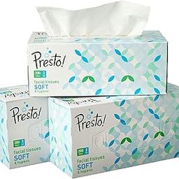 Amazon Brand - Presto! 2 Ply Facial Tissue Box | 600 Pulls | 200 Pulls X 3 Cartons | Soft And Highly Absorbent | 100% Natural Virgin Cellulose Fiber-15