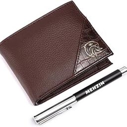 Men Formal Brown Artificial Leather Wallet & Pen 2Pcs Combo Gift Set (5 Card Slots). Wallet & Pen Gift Set. Style-182-picture-46