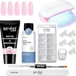 TOXIC FREE I NAIL ART KIT I POLYGEL NAIL KIT I POLYGEL NAIL EXTENTION KIT for Builder Gel UV Nail Art Kit Nail Extension Set ((Pink))-18