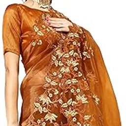 Women's Organza Embroidered Saree With Unstitched Blouse Piece-picture-23