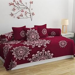 t tungol Supersoft 8 Piece Diwan Set 1 Bed Sheet 2 Bolster Cover 5 pcs Cushion Cover (Maroon)-image-14