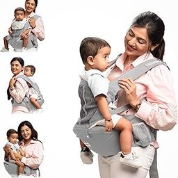 BAYBEE Neonest Hip Seat Baby Carrier for 0 to 3 Year Baby | Baby Carrier for New Born with 6 Carry Position | Adjustable Hands Free Baby Carry Bag with Lumbar Support & Wide Seat Cushion | Babies Kangaroo Bag with Multi Storage Packet & Breathable Mesh Fabric (Grey)-image-47