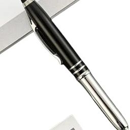 Generic Customized Pen with Name 3-in-1 Stylus Pen with Light, Elegant Metal, Rubber Stylus Tip Pen LED Torch Pen, Light Pen, Ballpoint Pen, Gift Pen (Black Color)-91