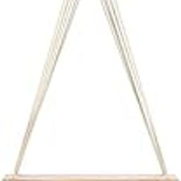 Kitchenstylo Macrame Handmade Wall Shelf for Plants Decor Cotton Cord Pine Wooden Plank Hanging Floating Shelf Boho Decor Bedroom Living Room Balcony Beige-picture-8