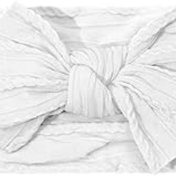 SYGA Baby Headbands Soft Nylon Bow Hairbands Strechable for Newborns, Infants, Toddlers and Kids 0-3 Years (White)-image-27