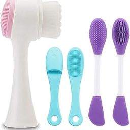 3Pcs Soft Exfoliates 2 in 1 Face Brush Scrubbers & Nose Scrub Cleansing Tool Deep Massage Cleansing Pads Gentle for Glowing Skin Tan & Blackheads Removal All Skin Types for Men & Women Girls-image-98