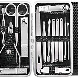 URBANMAC Manicure Pedicure 16 Tools Set Nail Clippers Stainless Steel Professional Nail Scissors Grooming Kits, Nail Tools with Leather Case-29