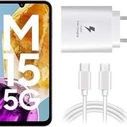 MAK 25W Charger with Cable for Samsung Galaxy M15 5G Type C Charger Adapter Compatible with Galaxy M15 5G Charger, 25 Watt USB Type C to C Pd Charging Adapter C Type, White-image-98