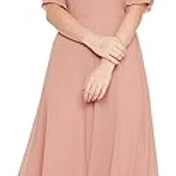 hello design Women V-Neck Ruffle Sleeve Detail A-line Maxi Dress-picture-13