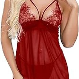 Women's Net Babydoll Lingerie for Sexy Honeymoon Nightwear-image-6