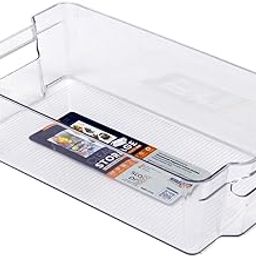 StacPro Plastic Pantry Organizer Bins | Fridge Storage Boxes | Refrigerator Containers | Organiser for Pantry, Cabinet, Freezer | Containers for Food, Drinks & Snacks (Medium, 32x21x9, Pack of 1)-image-73