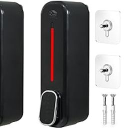 HOME HEAVEN 350ml Push-Button Adhesive Mount Soap Dispenser No-Drill ABS Plastic for Liquid Sanitizer Shower Gel Hand Wash |Kitchen |Bathroom | Wash Basin Dishwashing (Nero Black 2-Pack)-image-95