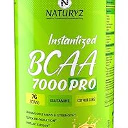 NATURYZ Instantized BCAA 7000 PRO |7G Vegan BCAAs | Glutamine | Citrulline | Electrolytes | 0 Added Sugar | Powerful Pre/Post & Intra Workout Amino for Lean Muscle Growth, Strength, Quick Re-Hydration & Instant Energy - 300g(Mango)-image-1