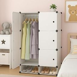 Owme Collapsible Wardrobe for Clothes - DIY 12 Cube Almirah for Clothes, Side Hanger, Wardrobe for Storage for Home | Portable Quiet Wardrobe for Bedroom, Living Room, and Study (White, 8 Cube)-picture-21