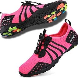 Womens Aqua Beach Water Shoes Quick Dry Barefoot Swim Socks for Surf Pool River Walking Diving Water Sports Fushia W8-8.5/M7-image-63