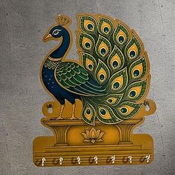 Invitekaro Royal Peacock Key Holder | Wall Hanging Decorative Modern Art Piece for Home | Light Weight Key Holder | Bedroom, LivingRoom, Guest Room & Dinning Room-28