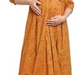 Maternity Dresses for Women Cotton | Stylish Feeding Anarkali Kurta with Dual Nursing Zippers in Viscose Rayon for Pre & Post Partum-image-50