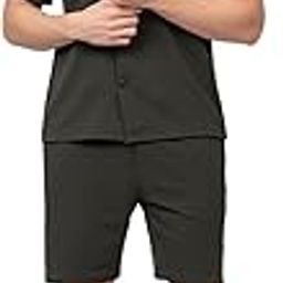 Mens Solid Casual Shirts and Shorts Set Button Down Co-ord Set||mens co ord set for summer|| Regular Fit for Casual Wear | Half Sleeve-image-8