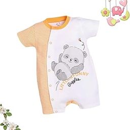 BabyGo Half Sleeves Baby Romper| 100% Cotton Rompers for New Born Baby| Baby Dress | Onesies| 3-6M| LEMON| Infant Clothes-image-35