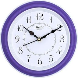 Matiz 107 Round Wall Clock Purple Color Plastic Case White Dial Analog for Living Room Home Decorations Office (Size: 20 x 20 CM)-image-62