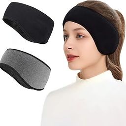 UMIQUA Winter Ear Warmers Headband, Stretchy Yoga Headband Gym Sport Headband Thermal Ear Muffs Moisture Wicking Ski Headband Black and blue-image-63